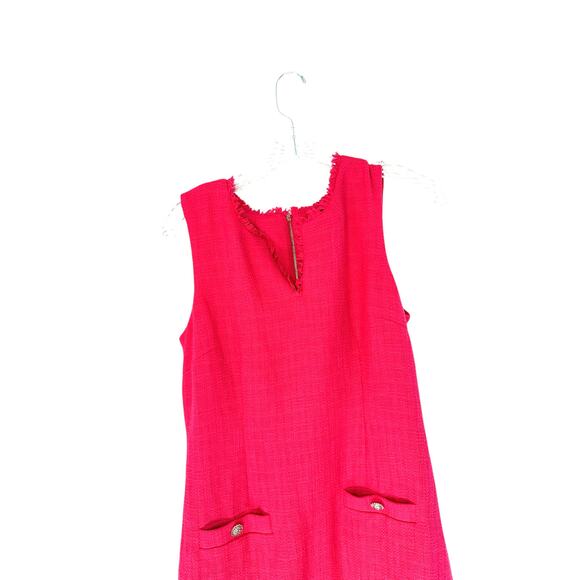 Karl Lagerfeld Dress Pink Sleeveless Tweed Twee Preppy Academia Work Size 8 - Picture 3 of 12